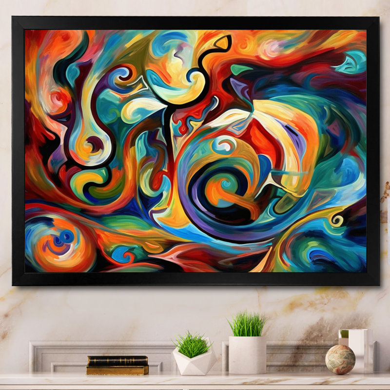 «Exploration de la liquidité abstraite jaune II», reproduction sur toile à l'encre liquide abstraite, Cadre simple noir