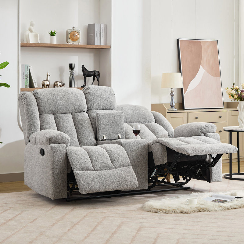 Berroa 2 Seat Recliner Sofa with Centre Console, Grey