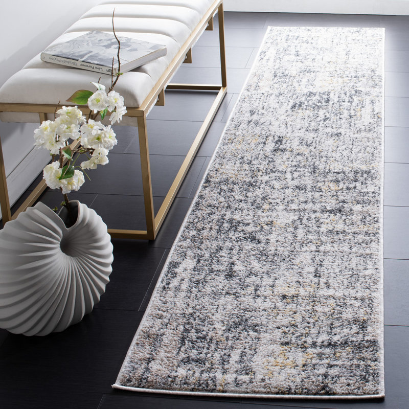 Tapis ivoire / gris Ethellee 680, Tapis de couloir 2 pi x 9 pi