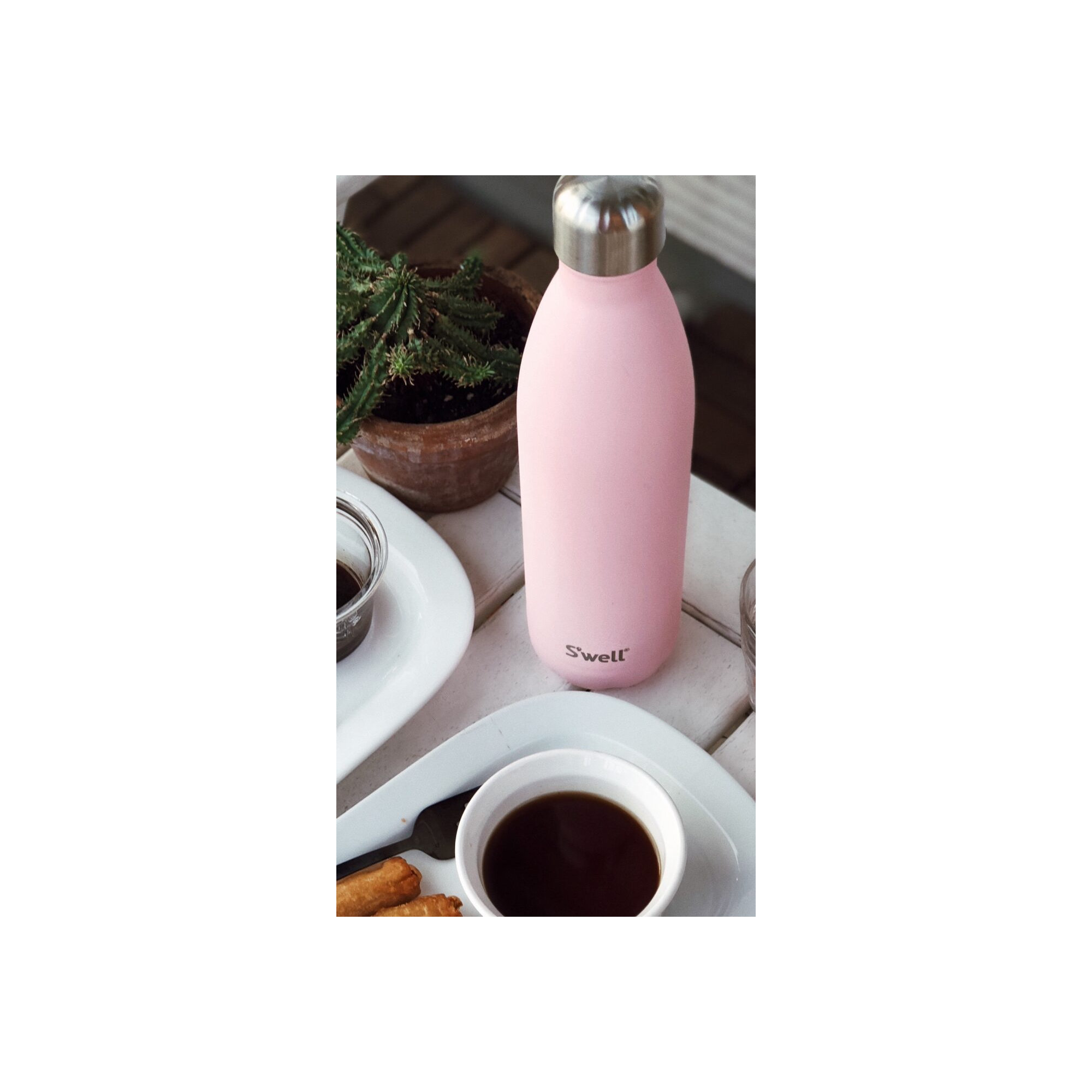 S'well Stainless Steel Triple-Layered Vacuum-Insulated Water Bottle, Pink Topaz, 17.oz