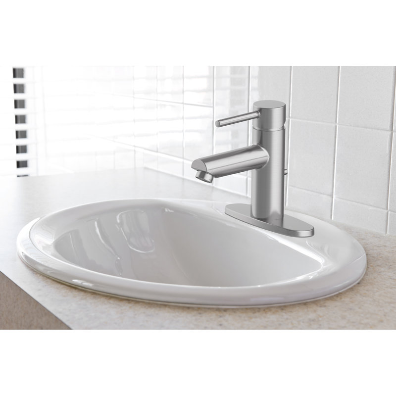 Lavabo de salle de bain ovale encastré en céramique avec trop-plein