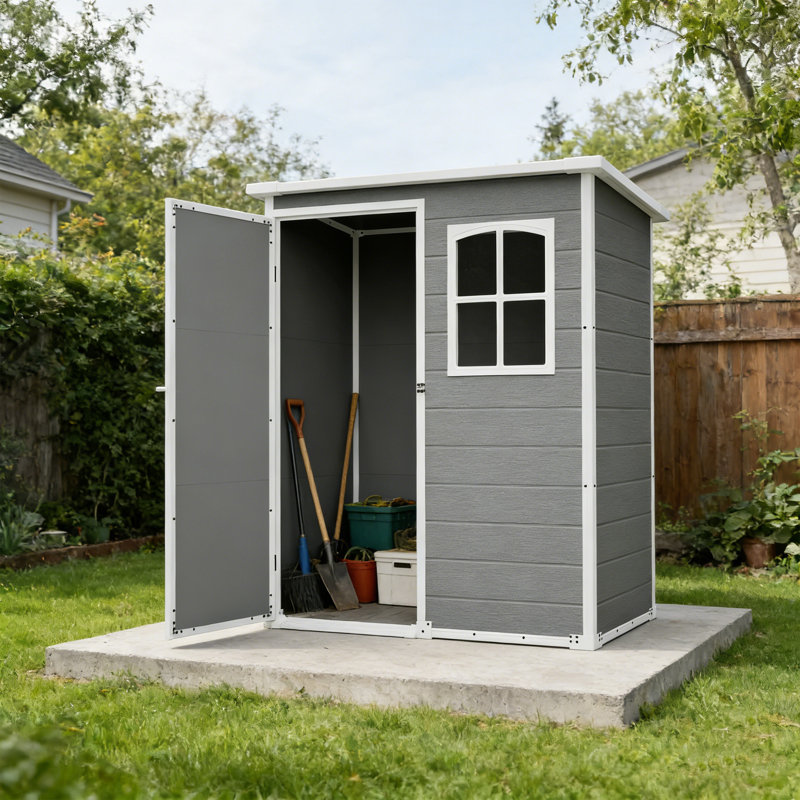 Remise de rangement extérieure en résine 5 pi x 3 pi avec plancher renforcé, abri de jardin et de patio toutes saisons pour l'organisation de la cour