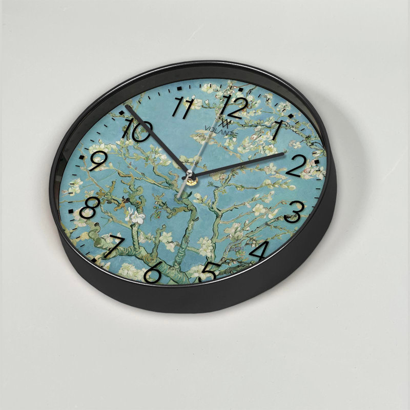 Horloge murale Cobleskill Elegant, 12 po de diamètre, 1,8 po d'épaisseur | Cadre 100% plastique, couvercle en verre véritable | Parfait pour la décoration intérieure, le salon et le bureau | Horloge élégante au design moderne