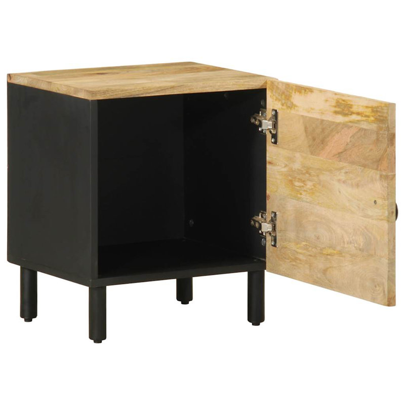 vidaXL Bedside Cabinet Black Solid rough mango wood, iron Small, Set of 2