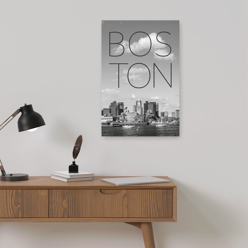 Boston, horizon, typographie, minimaliste, architecture abstraite, ville, art mural, H 18 po x l 12 po