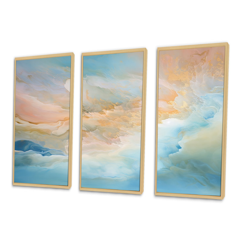«Clouds Charm», art mural sur toile, Cadre naturel flottant, H 32 po x l 48 po x P 1 po