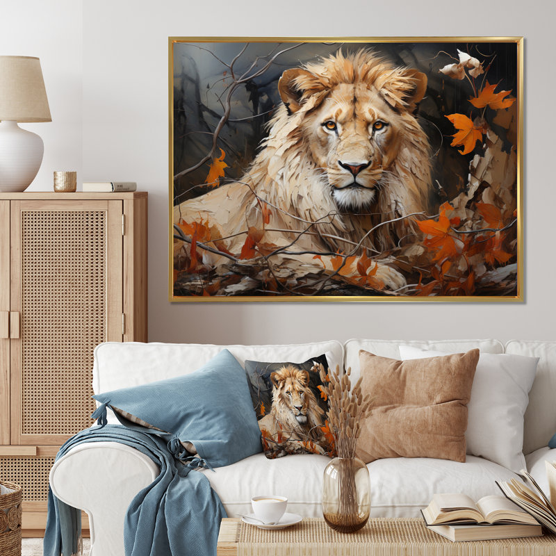 «Lion Texture Of The Wild I», reproduction sur toile, H 12 po x l 20 po, Cadre flottant doré