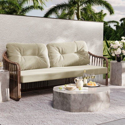 Outdoor 4'' Thick Loveseat Sofa Patio Furniture Cushions 46'' W X 26'' D Outdoor Couch Cushions Replacement Cushion Set Seat/Back Cushion (SOFA NOT INCLUDED)