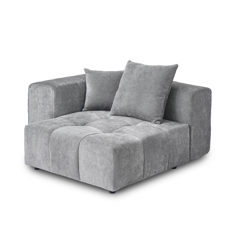 Chaise rembourrée en tissu de lin Kay, Gris clair