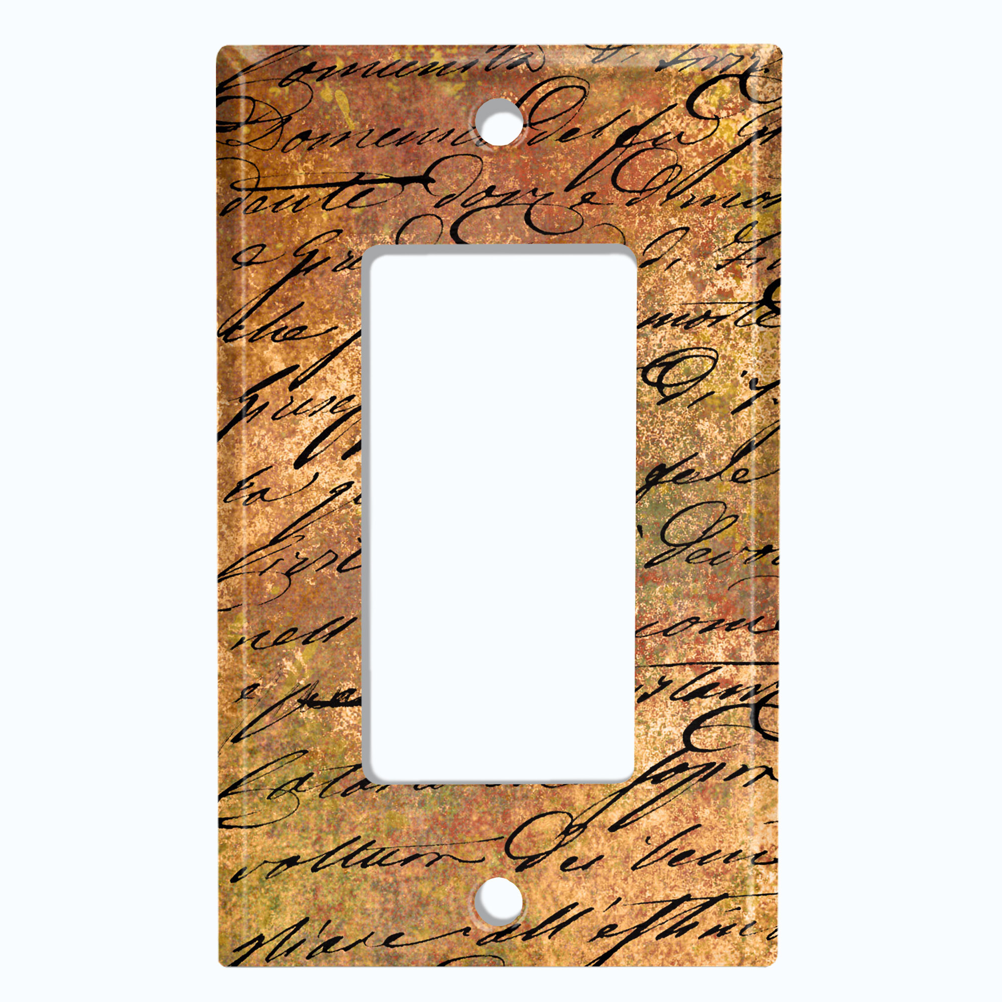 WorldAcc Orange Tan Letter Writing 1-Gang Rocker Wall Plate | Wayfair