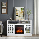 Ripley 48'' W Storage Credenza with Electric Fireplace Included