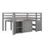 Lit mezzanine bas avec tiroirs, tablettes et bureau portatif à roulettes-174386429