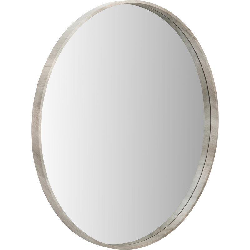 Composite Round Wall Mirror, Gray Oak, 100 cm x 100 cm