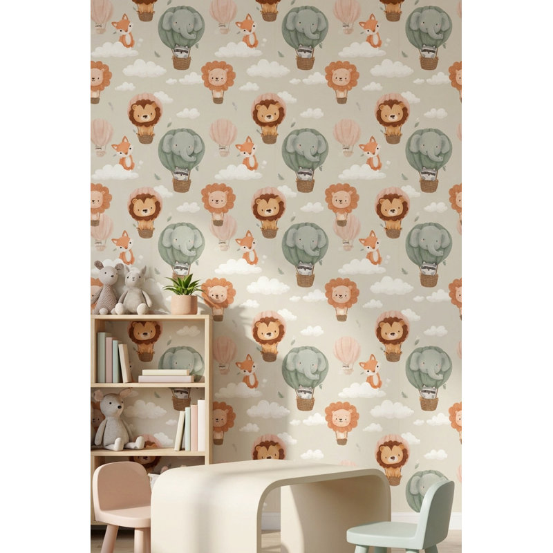 Murale de papier peint animaux fantaisistes pastel, Peler et coller