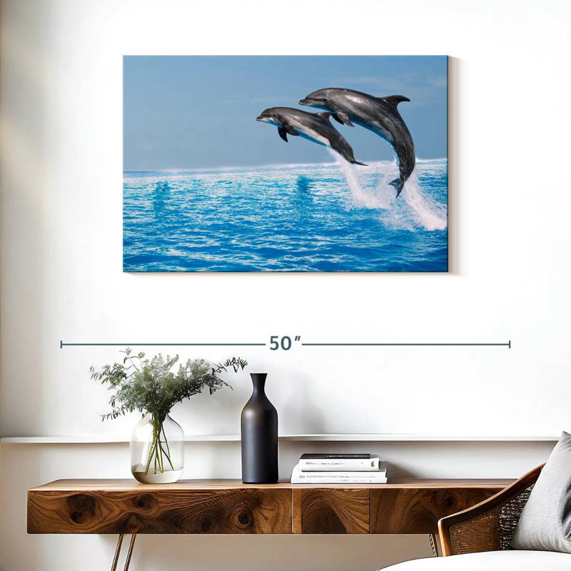 Brampt Two Leaping Dolphins, 24" H x 36" W