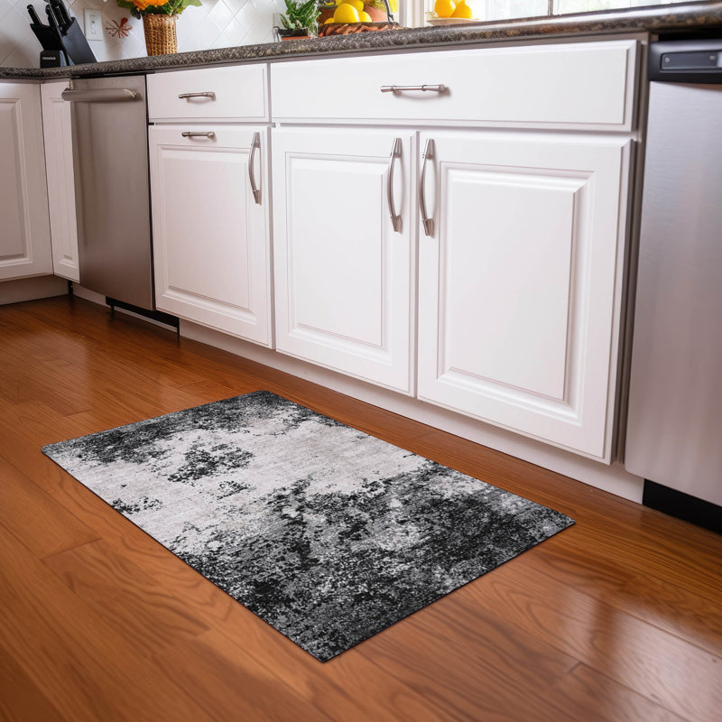  Machine Washable Indoor/Outdoor Chayden ACN1027 Black Rug, Rectangle 1'8" x 2'6"