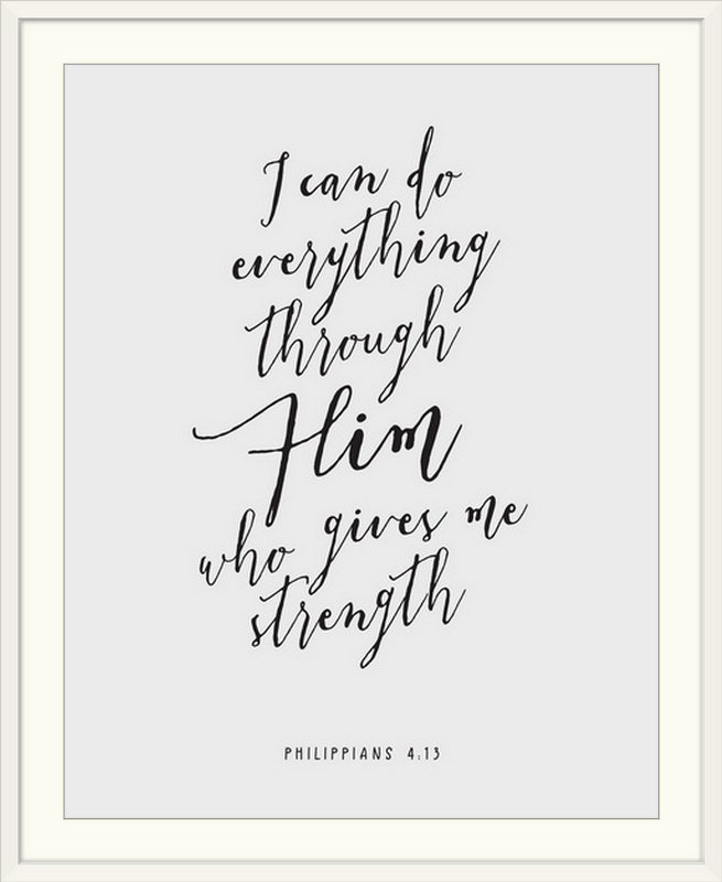 " Philippians 4:13 - Scripture Art ", 38" H x 32" W x 1" D, White Frame