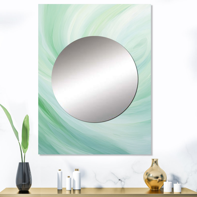 Schawn Green Whispering Wave Spiral - miroir spirales abstraites, miroir mural moderne unique, art imprimé en métal