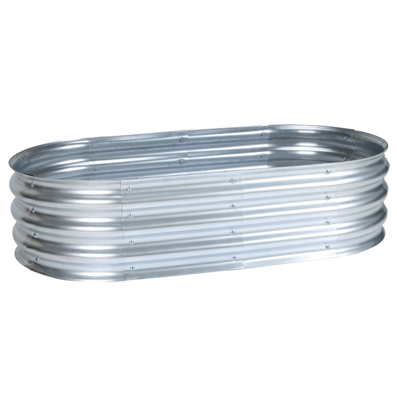 Galvanized Raised Garden Bed Silver, 11.81" H x 47.24" W x 23.62" D