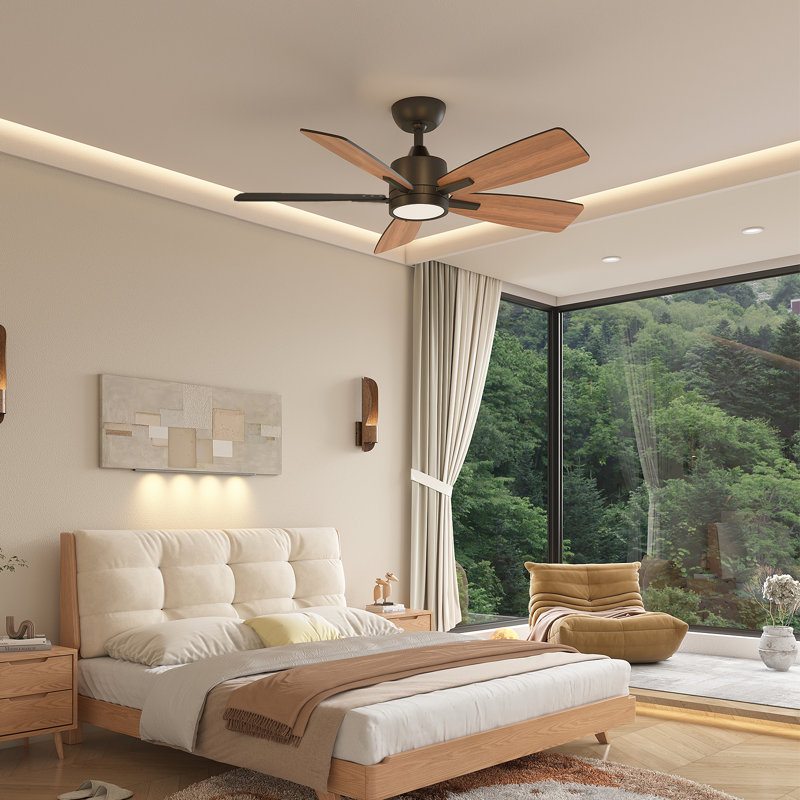 42'' Ceiling Fan With LED Lights for  Medium Rooms (Set of 2), Black