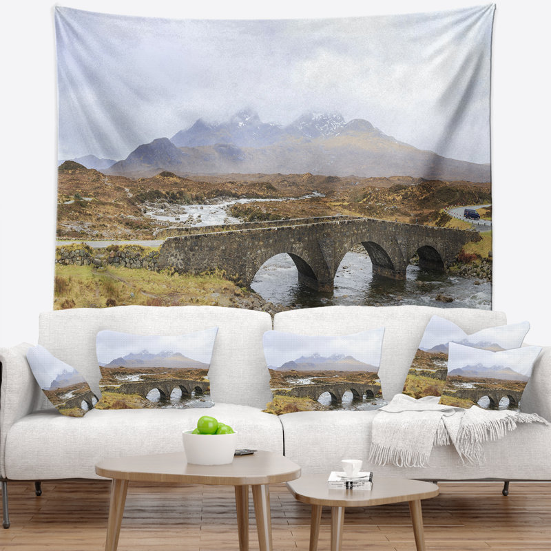 Paysage, paysage du vieux pont de Sligachan, tapisserie panoramique, H 32 po x l 39 po