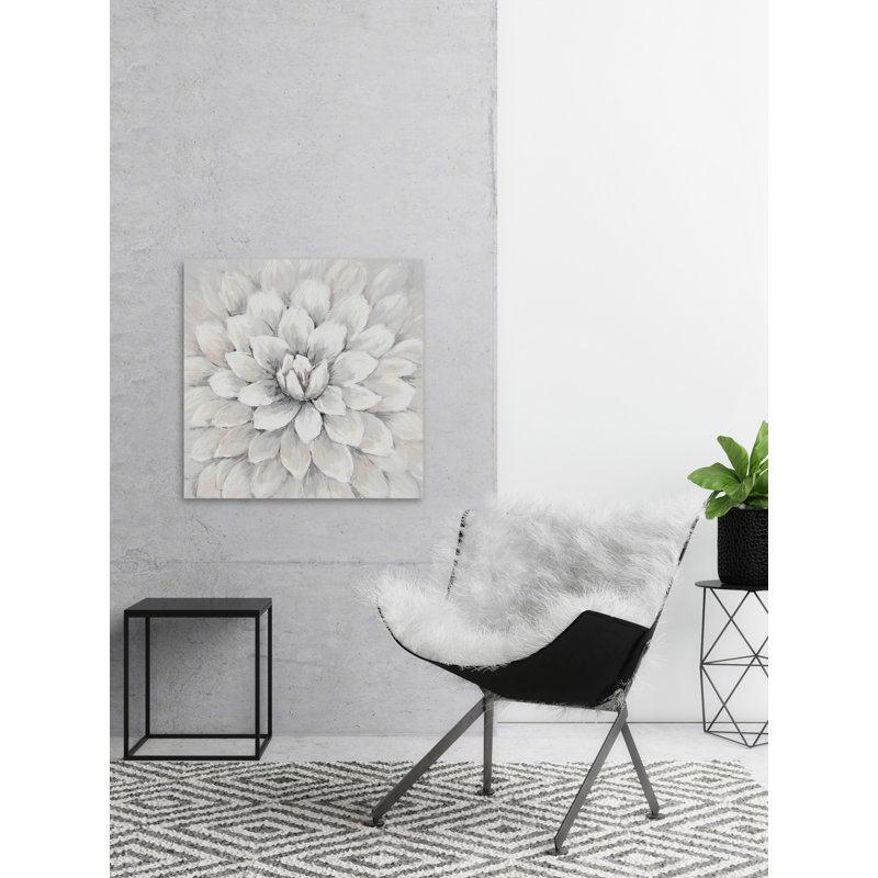White Chrysanthemum - Wrapped Canvas Painting, 66cm H x 66cm W x 2cm D