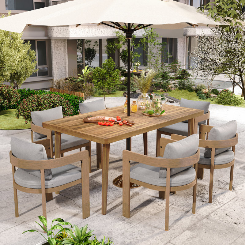 Ensemble repas d'extérieur pour patio 7 pièces, extérieur