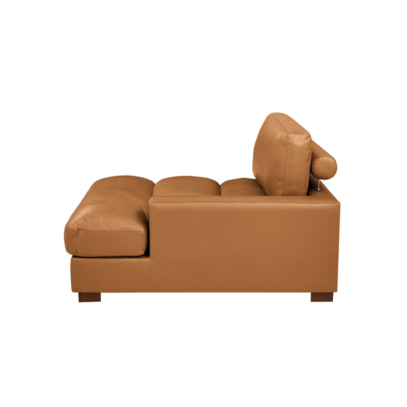 Chaise longue rembourrée Appoline, Cuir synthétique vert, Chaise longue à accoudoir droit