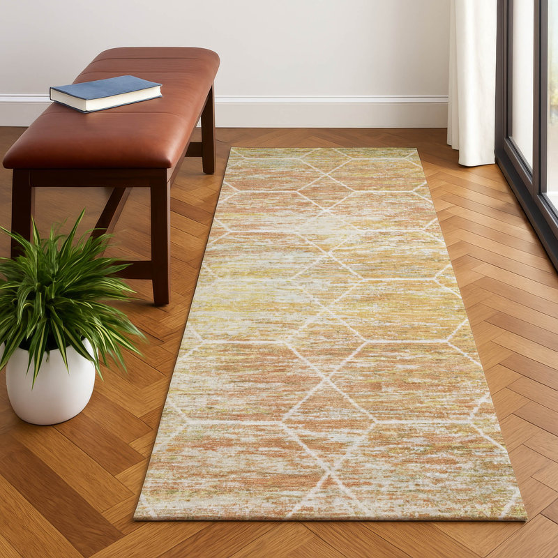 Premium Machine Washable Lubbers AMF1724 Geometric Rug, Runner 2'3" x 7'6"