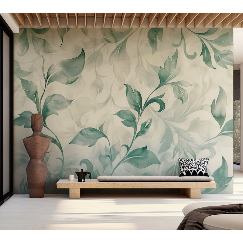 Adhésif mural pelez et collez - Motif botanique aquarelle, L 57 po x L 41 po