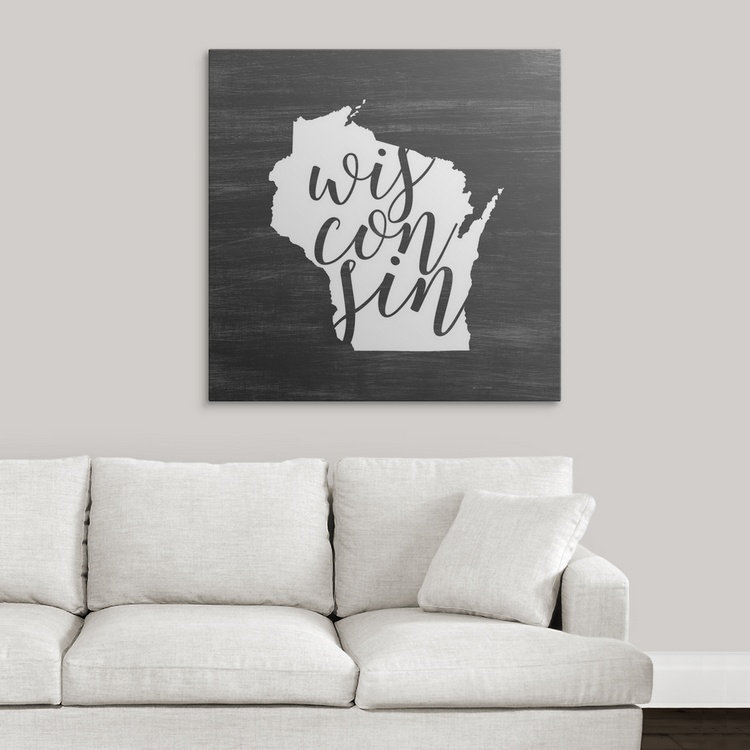 « home state typography wisconsin’inner circle », reproduction d’impression, H 35 po x l 35 po x P 1,5 po, Toile
