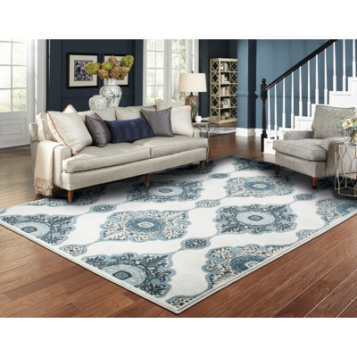 Tapis ivoire / bleu marine / beige Khoe Century Home Good