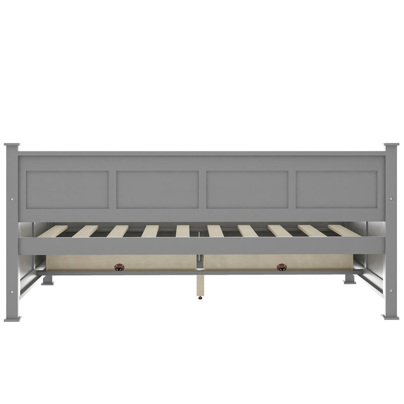 Twin Size Daybed With 2 Large Drawers, X-Shaped Frame, Modern And Rustic Casual Style Daybed, Gray