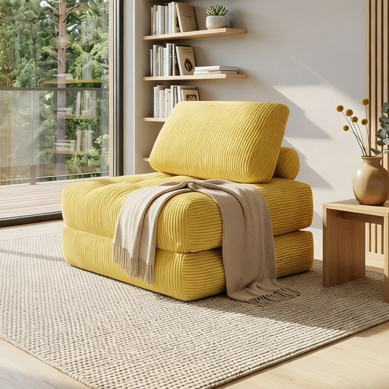 Canapé à billes de style moderne avec tissu doux pour le salon, la chambre à coucher, Jaune