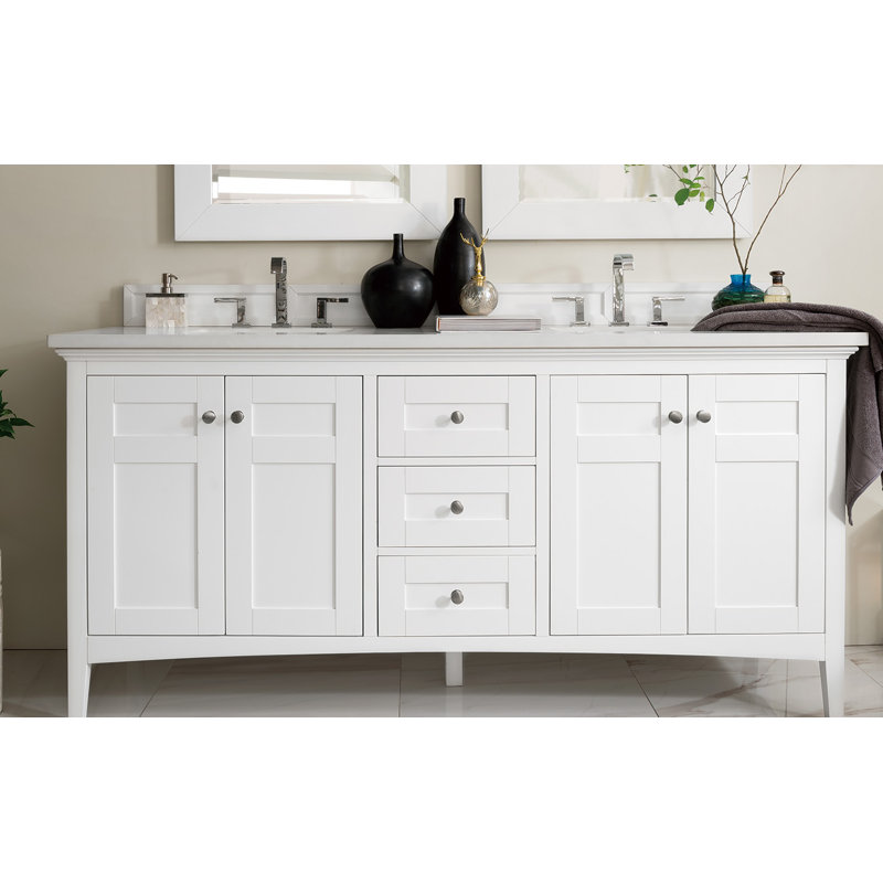 Palisades 72''  W Double Vanity, Bright White, Eternal Jasmine Pearl