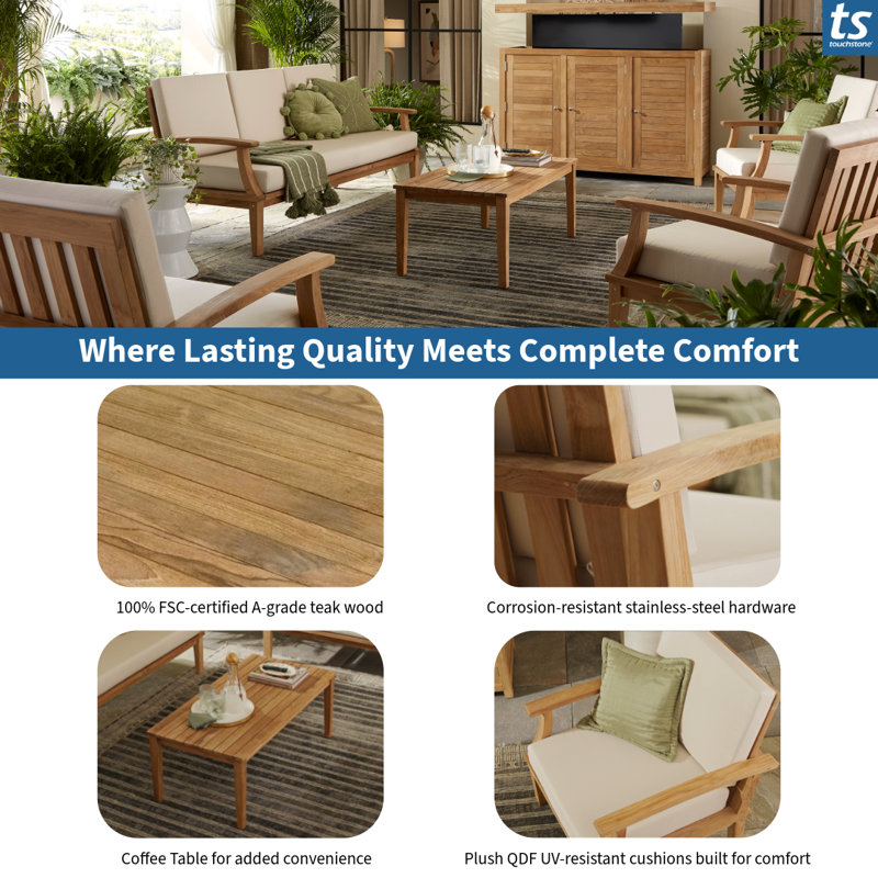 Solena Teak Outdoor Sofa Set - 5 Pieces