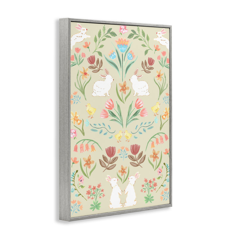 Giclée symétrique encadrée de Pâques, design par Corinne Haig, H 18 po x l 12 po, Estampe numérique Farmhouse