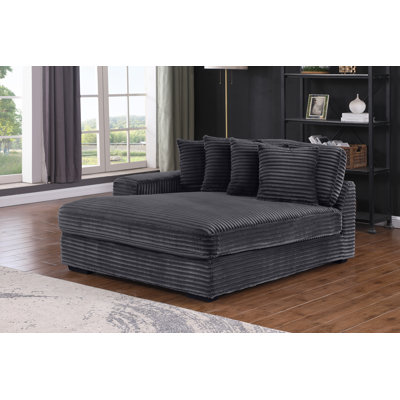 Gryta Single Chaise Lounge Corduroy Modern Sofa, With 4 Pillows by Ivy Bronx