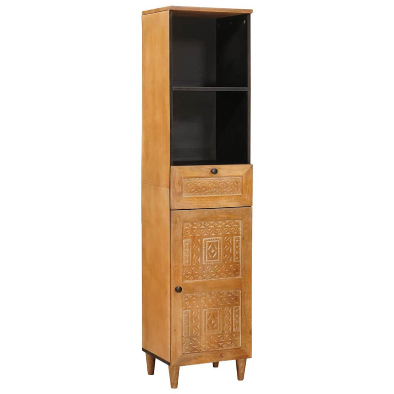 Solid Wood Bathroom Cabinet, Light Brown