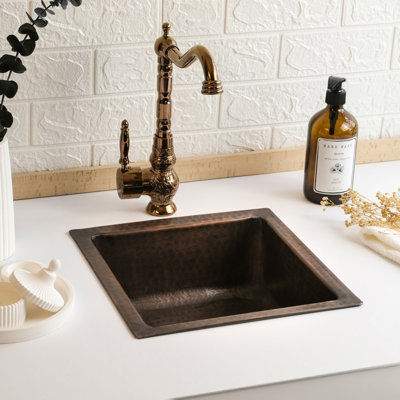 ALFIQ Handcrafted Hammered Copper Sink, Solid Copper Undermount or Vessel Kitchen and Bathroom Sink