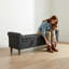 Banc de rangement à double couvercle avec siège rembourré, pieds en bois d'hévéa et accoudoirs à bord roulé-1810136435