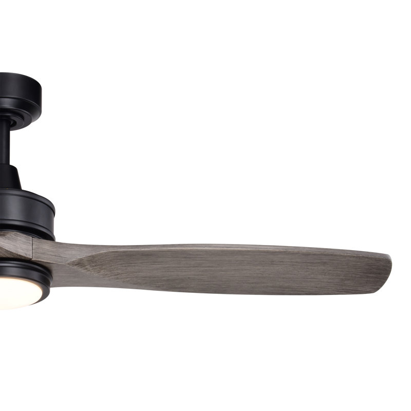 Black and Washed Gray 52'' Ceiling Fan with LED Light and Remote