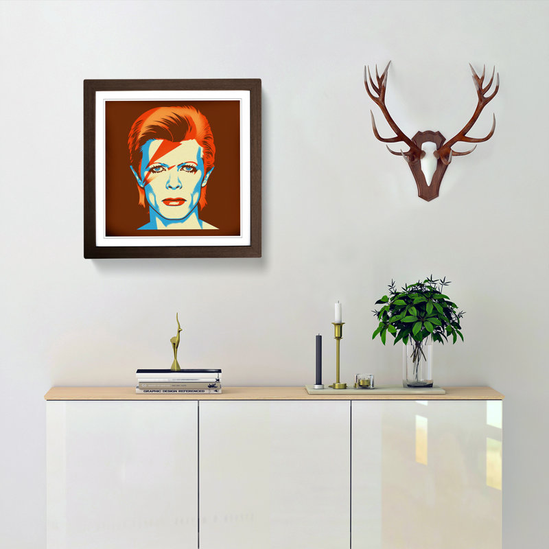 David Bowie Retro No.1 - Framed Print, Walnut