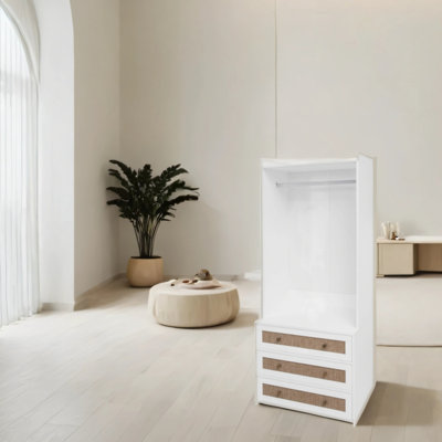 Tall Closet With 3 Drawers And Rattan For Living Room And Bedroom Storage by Highland Dunes