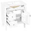 Meuble-lavabo blanc de 30 po en bois d'hévéa massif, lavabo en céramique, tiroir rabattable, tablette réglable et rangement pour porte