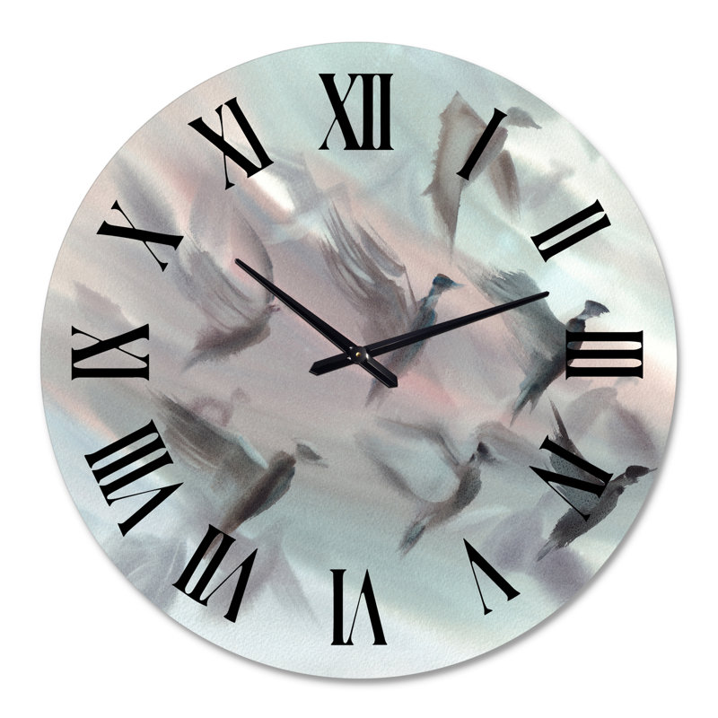 Horloge murale à vol d'oiseau volant sur fond pastel I Silhouttes, Grand