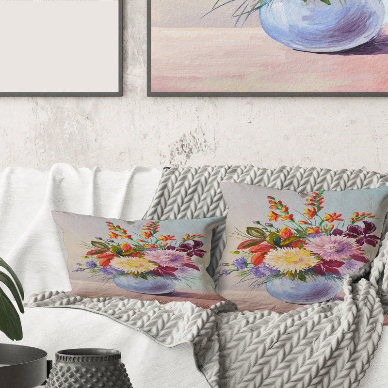 Nature morte avec des asters sur des fleurs dans un vase, 18" x 18"