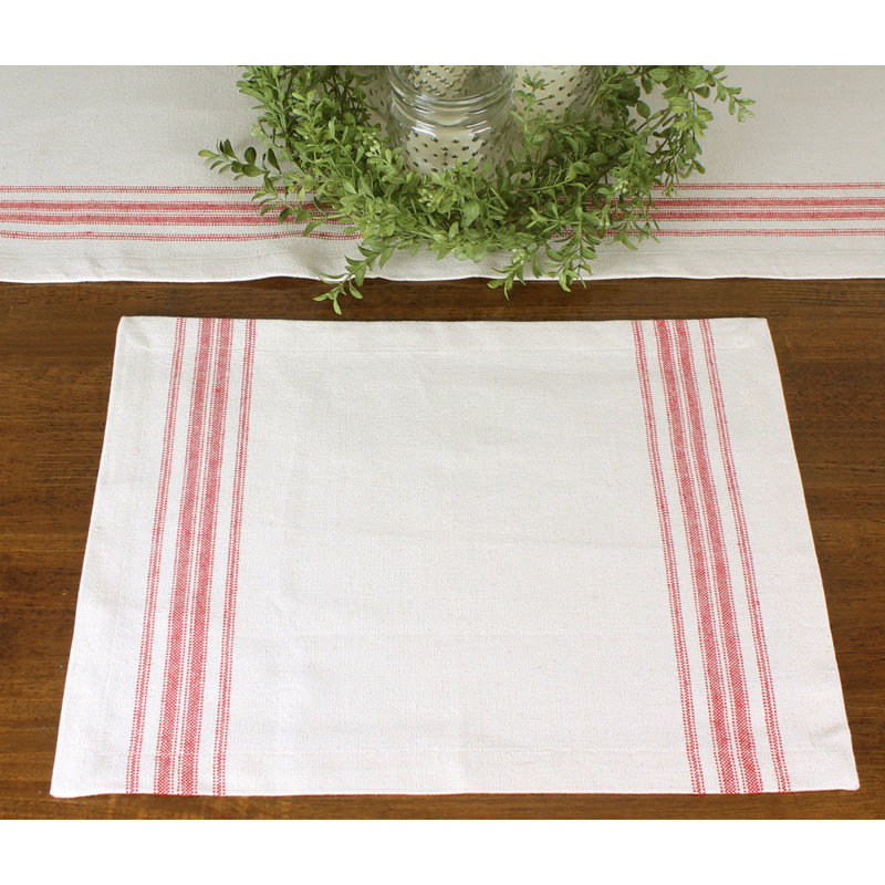 Napperon rectangulaire en coton Hranislav, Rouge / Crème
