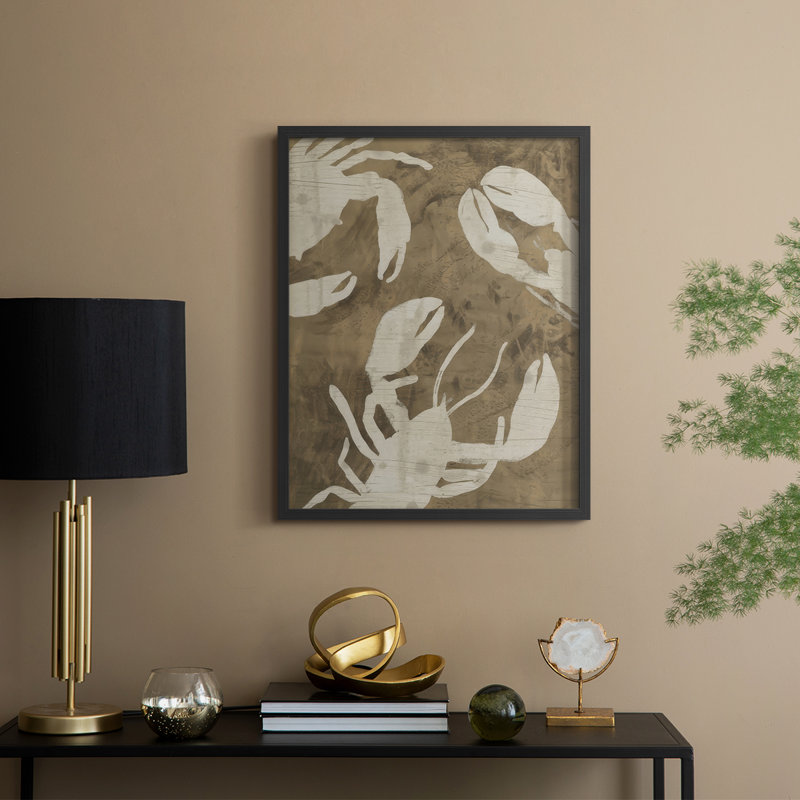 «Woodgrain Crustaceans II», reproduction encadrée - bois massif, H 30 po x l 24 po, Noir, noir, noir, noir