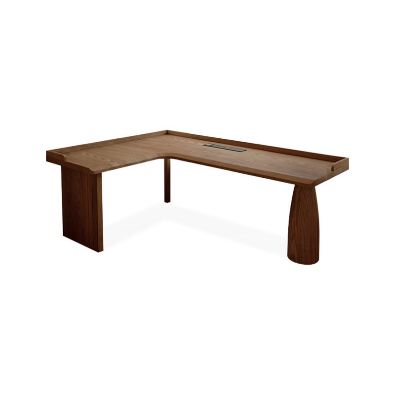 Bureau en bois massif en forme de L brun noisette, H 31,5 po x l 62,99 po x P 47,24 po, Retour à gauche